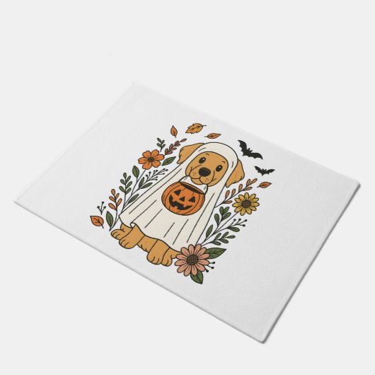 Halloween Golden Retriever Bloemen Deurmat (Schuin)