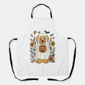 Halloween Golden Retriever Bloemen Schort (Voorkant)
