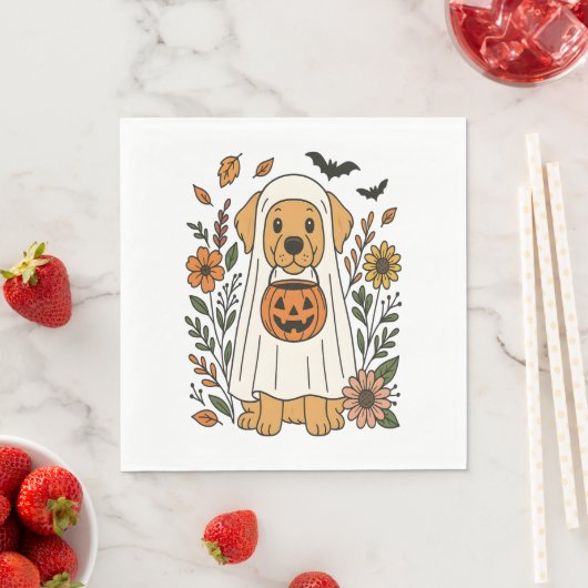 Halloween Golden Retriever Bloemen Servet (Insitu)