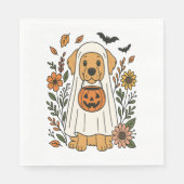 Halloween Golden Retriever Bloemen Servet (Voorkant)