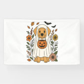 Halloween Golden Retriever Bloemen Spandoek (Horizontaal)