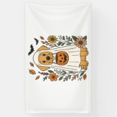 Halloween Golden Retriever Bloemen Spandoek (Verticaal)