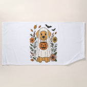 Halloween Golden Retriever Bloemen Strandlaken (Voorkant)