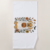 Halloween Golden Retriever Bloemen Strandlaken (Voorkant)
