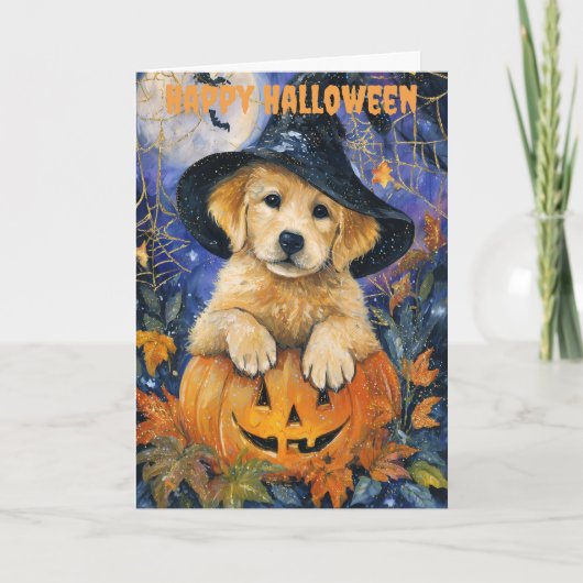 Halloween Golden Retriever Dog Feestdagen Kaart (Voorkant)