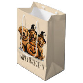Halloween Golden Retriever Dogs Jack O Lantern Medium Cadeauzakje (Voorkant Gekanteld)