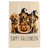 Halloween Golden Retriever Dogs Jack O Lantern Medium Cadeauzakje (Achterkant)