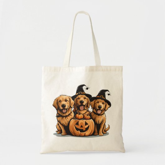 Halloween Golden Retriever Dogs Jack O Lantern Tote Bag (Voorkant)