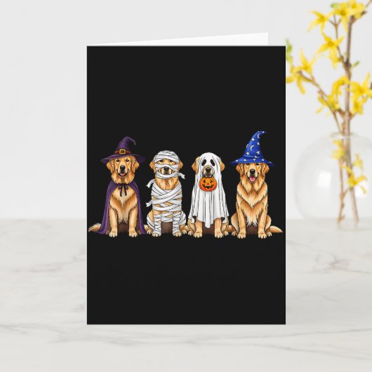 Halloween Golden Retriever Ghost Soky Dog Lovers D Kaart (Gele Bloem)