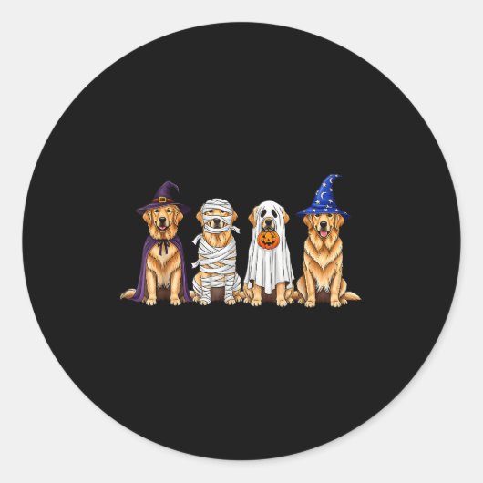 Halloween Golden Retriever Ghost Soky Dog Lovers D Ronde Sticker (Voorkant)