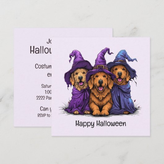 Halloween Golden Retriever Hekshonden Kaart (Voorkant / Achterkant)
