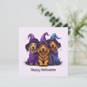 Halloween Golden Retriever Hekshonden Kaart (Staand voorkant)