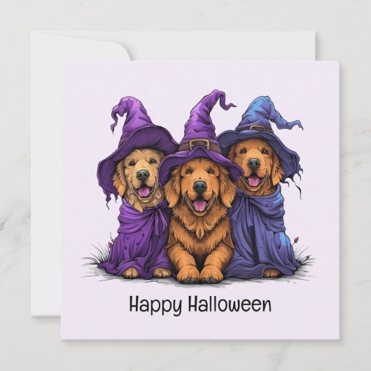 Halloween Golden Retriever Hekshonden Kaart (Voorkant)