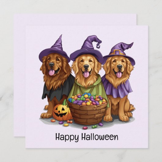 Halloween Golden Retriever Hekshonden Kaart (Voorkant / Achterkant)