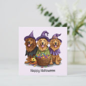 Halloween Golden Retriever Hekshonden Kaart (Staand voorkant)