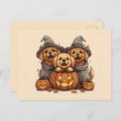 Halloween Golden Retriever Honden Jack O Lantern Briefkaart (Voorkant / Achterkant)