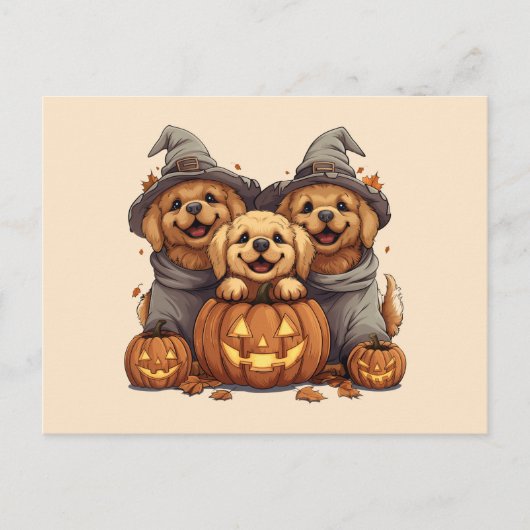 Halloween Golden Retriever Honden Jack O Lantern Briefkaart (Voorkant)