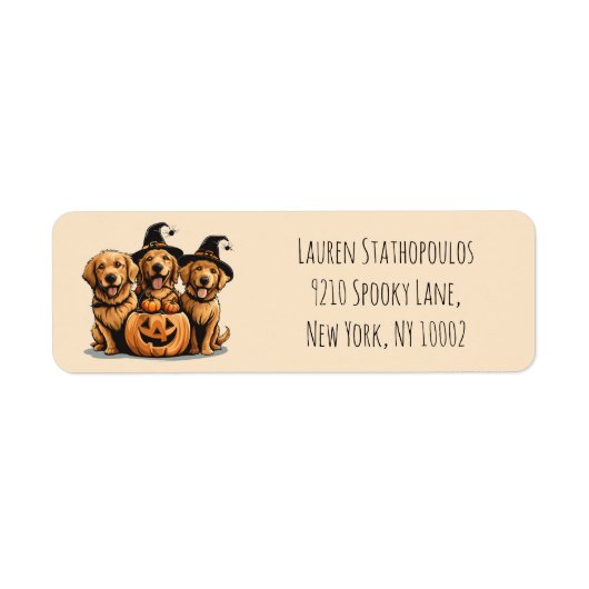Halloween Golden Retriever Honden Jack O Lantern Etiket (Voorkant)