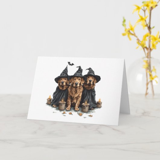 Halloween Golden Retriever Honden Jack O Lantern Kaart (Gele Bloem)