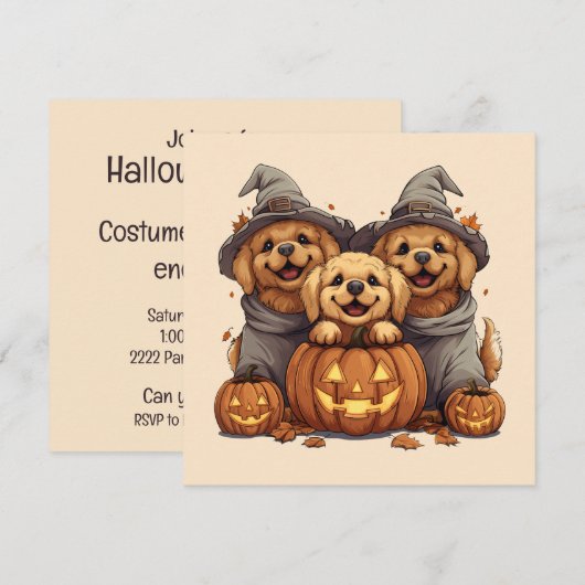 Halloween Golden Retriever Honden Jack O Lantern Kaart (Voorkant / Achterkant)