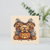 Halloween Golden Retriever Honden Jack O Lantern Kaart (Staand voorkant)