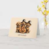 Halloween Golden Retriever Honden Jack O Lantern Kaart (Gele Bloem)