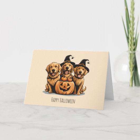 Halloween Golden Retriever Honden Jack O Lantern Kaart (Voorkant)