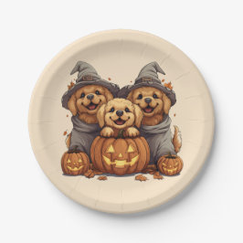 Halloween Golden Retriever Honden Jack O Lantern Papieren Bordje