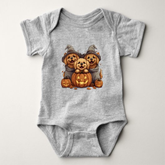 Halloween Golden Retriever Honden Jack O Lantern Romper (Voorkant)