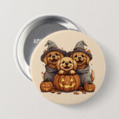 Halloween Golden Retriever Honden Jack O Lantern Ronde Button 7,6 Cm (Voorkant /achterkant)