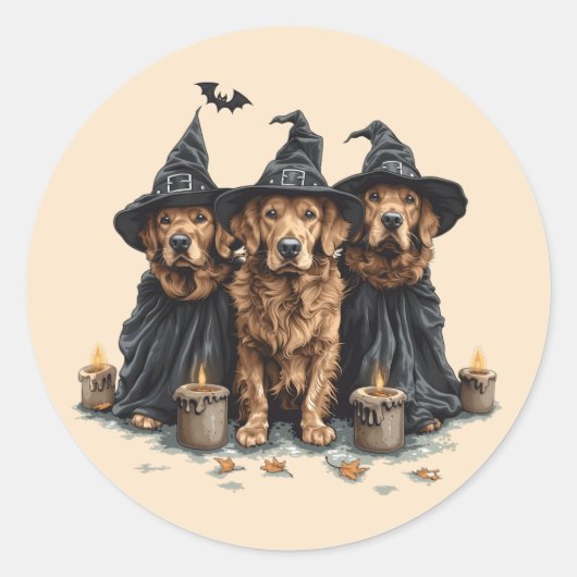 Halloween Golden Retriever Honden Jack O Lantern Ronde Sticker (Voorkant)