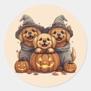 Halloween Golden Retriever Honden Jack O Lantern Ronde Sticker