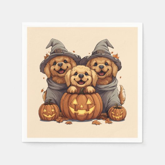 Halloween Golden Retriever Honden Jack O Lantern Servet (Voorkant)