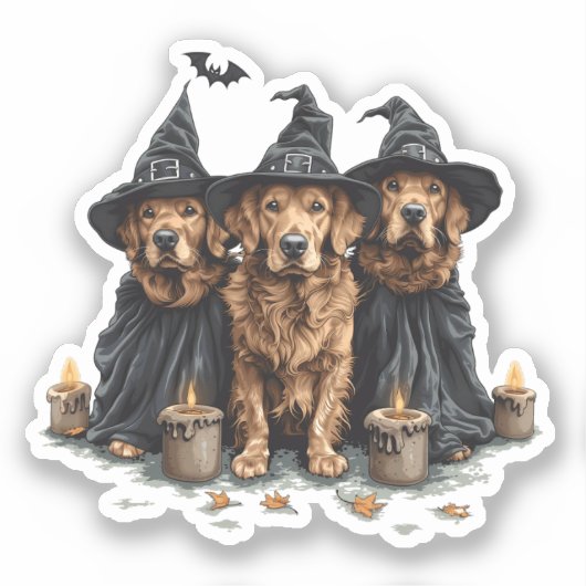 Halloween Golden Retriever Honden Jack O Lantern Sticker (Voorkant)