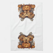 Halloween Golden Retriever Honden Jack O Lantern Theedoek (Verticaal)