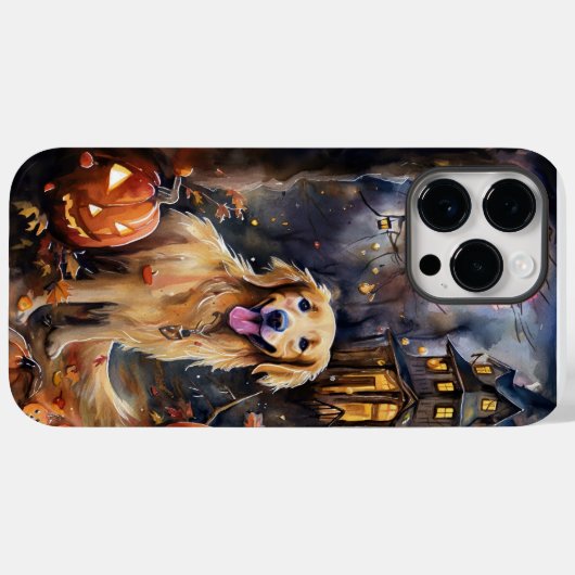 Halloween Golden Retriever met pompoenen eng Case-Mate iPhone Case (Achterkant (horizontaal))
