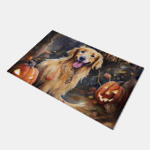 Halloween Golden Retriever met pompoenen eng Deurmat (Schuin)