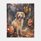 Halloween Golden Retriever met pompoenen eng Fleece Deken (Voorkant)
