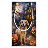 Halloween Golden Retriever met pompoenen eng Klein Cadeauzakje (Voorkant)