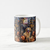 Halloween Golden Retriever met pompoenen eng Koffiemok (Voorkant rechts)