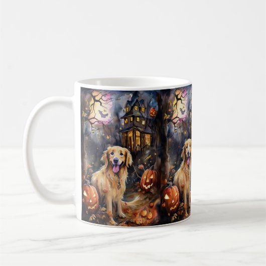 Halloween Golden Retriever met pompoenen eng Koffiemok (Links)