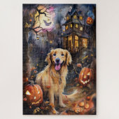 Halloween Golden Retriever met pompoenen eng Legpuzzel (Verticaal)