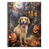 Halloween Golden Retriever met pompoenen eng Notitieboek (Voorkant)