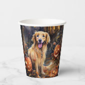 Halloween Golden Retriever met pompoenen eng Papieren Bekers (Voorkant)
