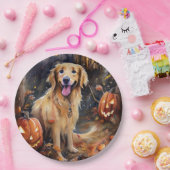 Halloween Golden Retriever met pompoenen eng Papieren Bordje (Feest)