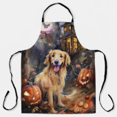 Halloween Golden Retriever met pompoenen eng Schort (Voorkant)