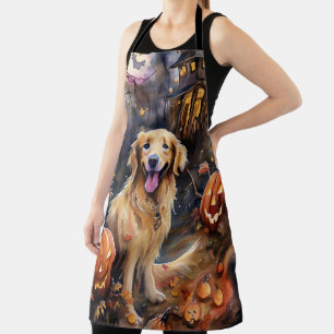 Halloween Golden Retriever met pompoenen eng Schort