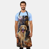 Halloween Golden Retriever met pompoenen eng Schort (Gedragen)