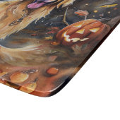 Halloween Golden Retriever met pompoenen eng Snijplank (Hoek)