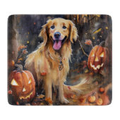 Halloween Golden Retriever met pompoenen eng Snijplank (Voorkant)